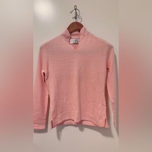 100% High Quality Cashmere Soft Pink V-Neck Mock Neck Sweater
